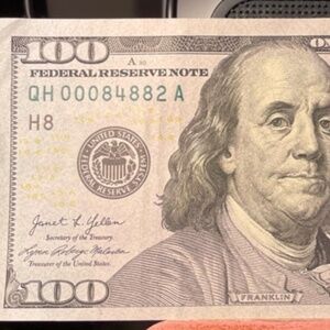 Rare $100 2021 Note Low Serial #QH 00084882 A
